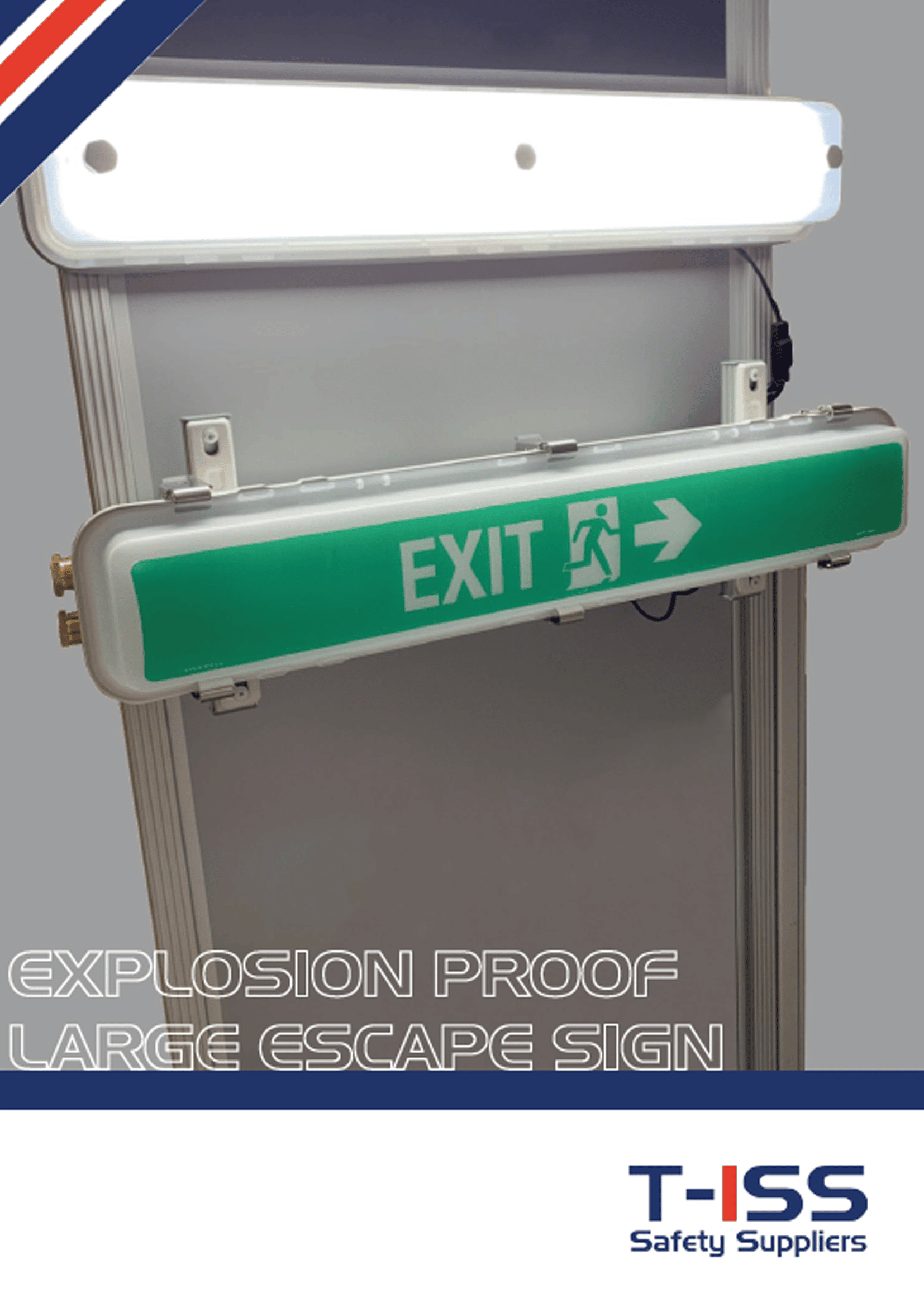 Flyer Explosion proof large escape sign by T-ISS Safety Suppliers